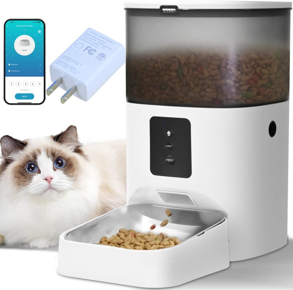 Best Automatic Cat Feeders for Busy Cat Parents ANDOLL HOME WiFi automatic cat feeder with 4L food storage and app-controlled timed feeding
