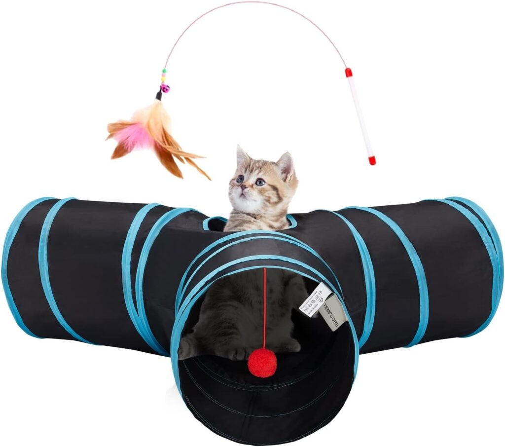 Best Cat Toys for Indoor Cats Automatic interactive cat toy with tunnel and feather wand for indoor cat play