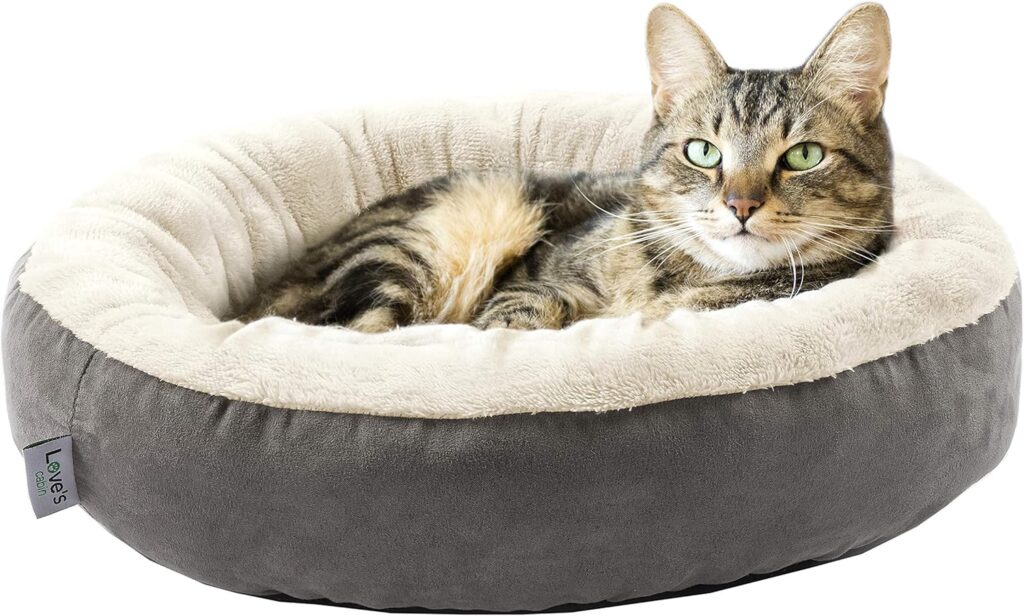 Love’s cabin Round Donut Cat Bed Love’s cabin round donut cat bed with soft cushion and raised edge for indoor cats
