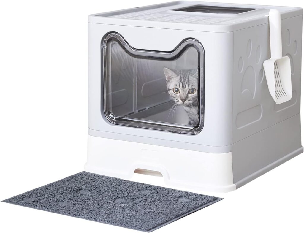 Medario large covered cat litter box with pull-out tray for easy cleaning