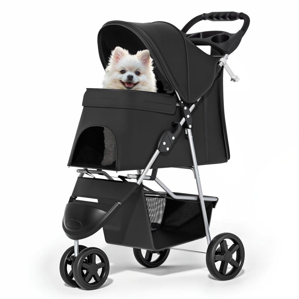 Best Pet Strollers for Dogs and Cats MoNiBloom foldable pet stroller with weather cover for small and medium dogs and cats