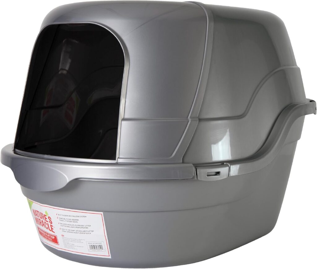 Nature’s Miracle hooded flip top litter box with built-in charcoal filter