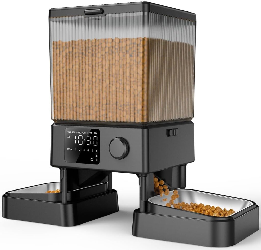 Best Automatic Cat Feeders for Busy Cat Parents oneisall automatic cat feeder for two cats with 5L food storage and dual feeding setup