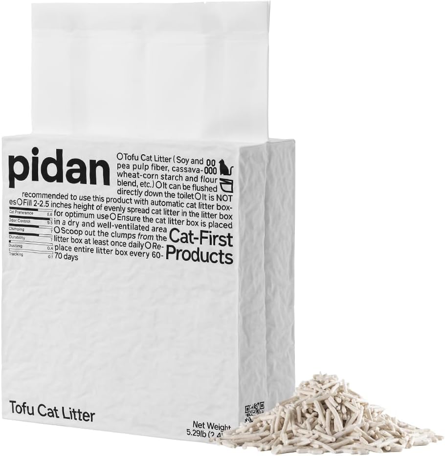 pidan tofu cat litter for lower dust, clumping, and odor control in a clean litter box setup