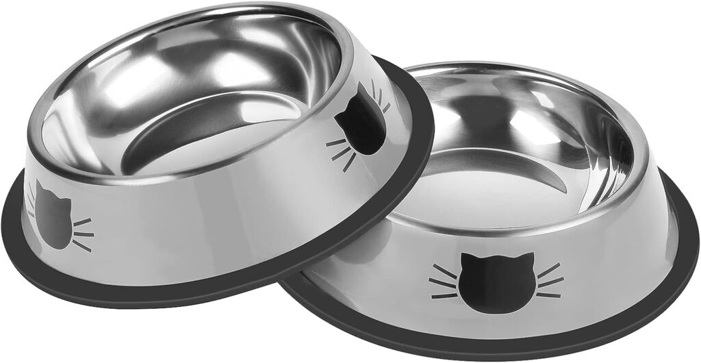 Serentive non-slip stainless steel small cat food bowls for messy eaters