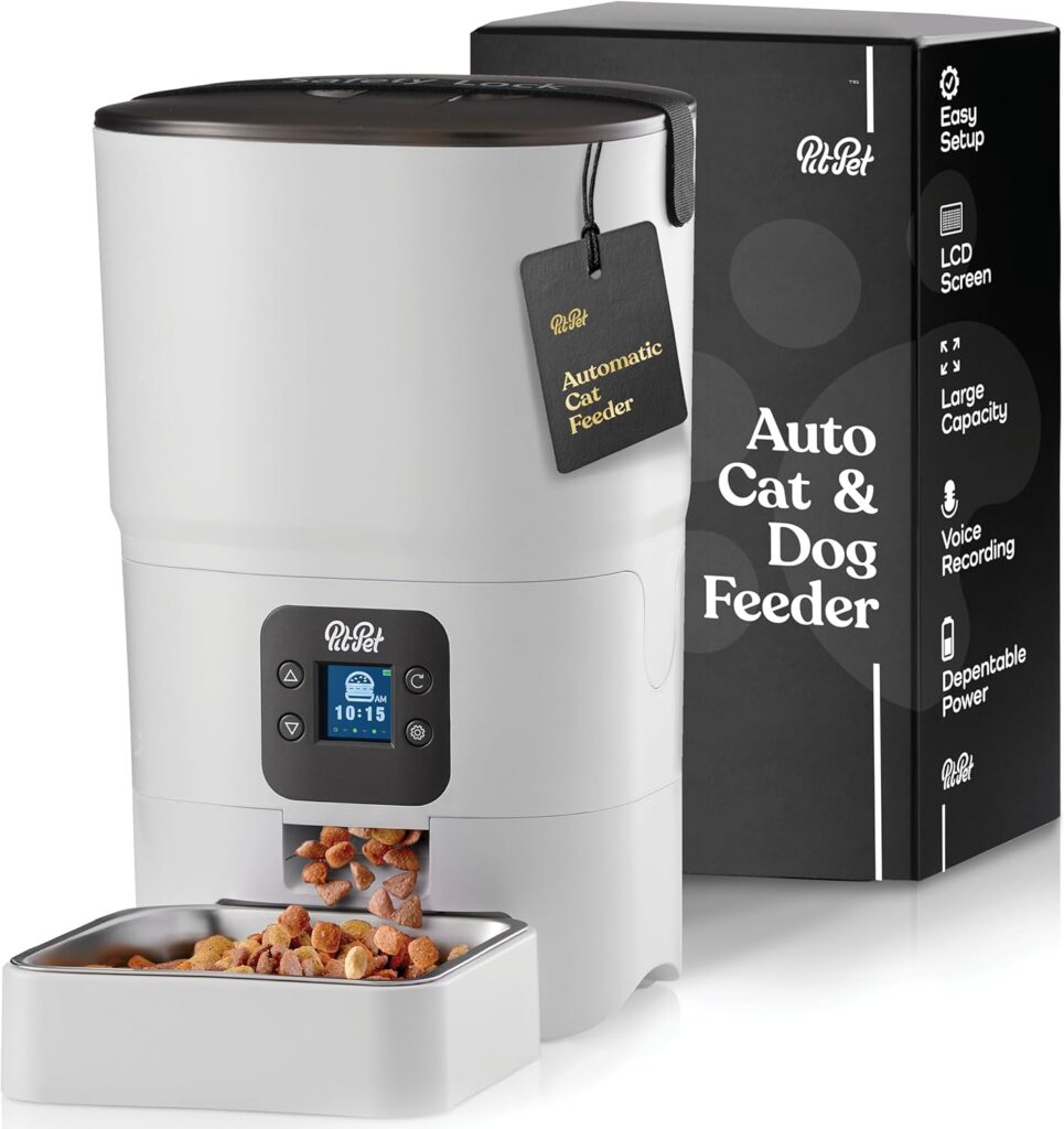 Best Automatic Cat Feeders for Busy Cat Parents 6L large-capacity automatic cat feeder with LCD screen for scheduled dry food feeding