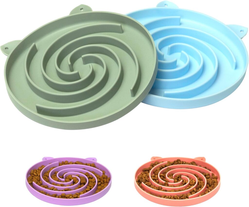 Bifeaw Silicone Slow Feeder Cat Bowl Bifeaw silicone slow feeder cat bowl with spiral pattern for dry and wet food