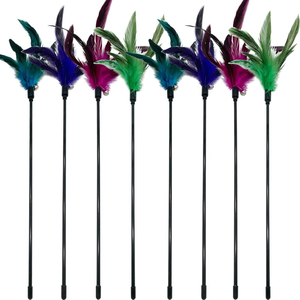 CATENESS Feather Stick Cat Toys CATENESS feather stick cat toys for interactive indoor cat play