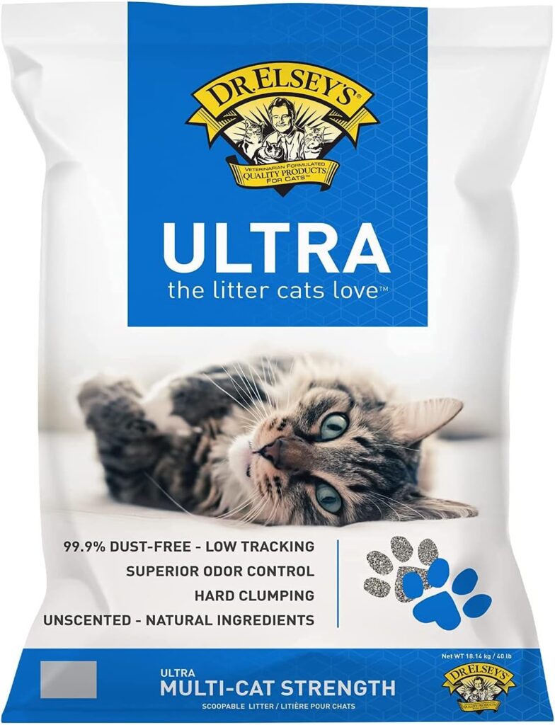 Dr. Elsey’s Ultra Unscented Cat Litter Dr. Elsey’s Ultra unscented clumping clay cat litter for sensitive cats