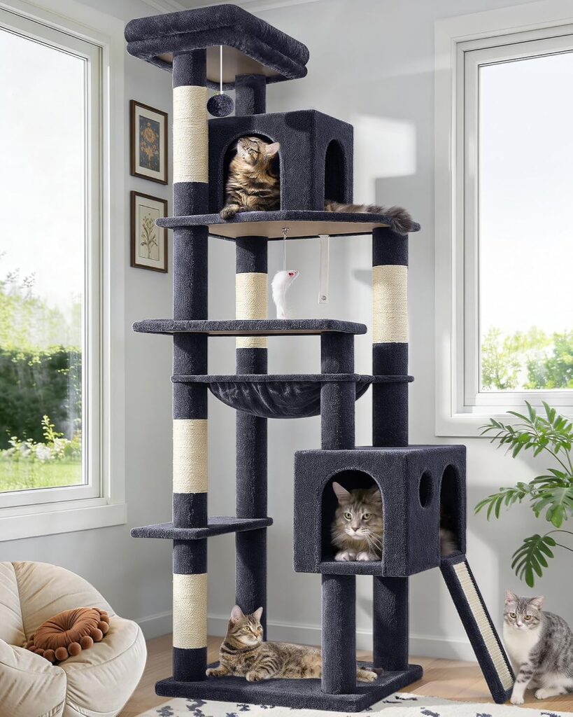 Globlazer F70 Pro 70-inch cat tower with large hammock, condo, and top perch
