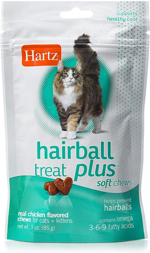 Hartz Hairball Remedy Plus chicken flavored soft chews for cats and kittens