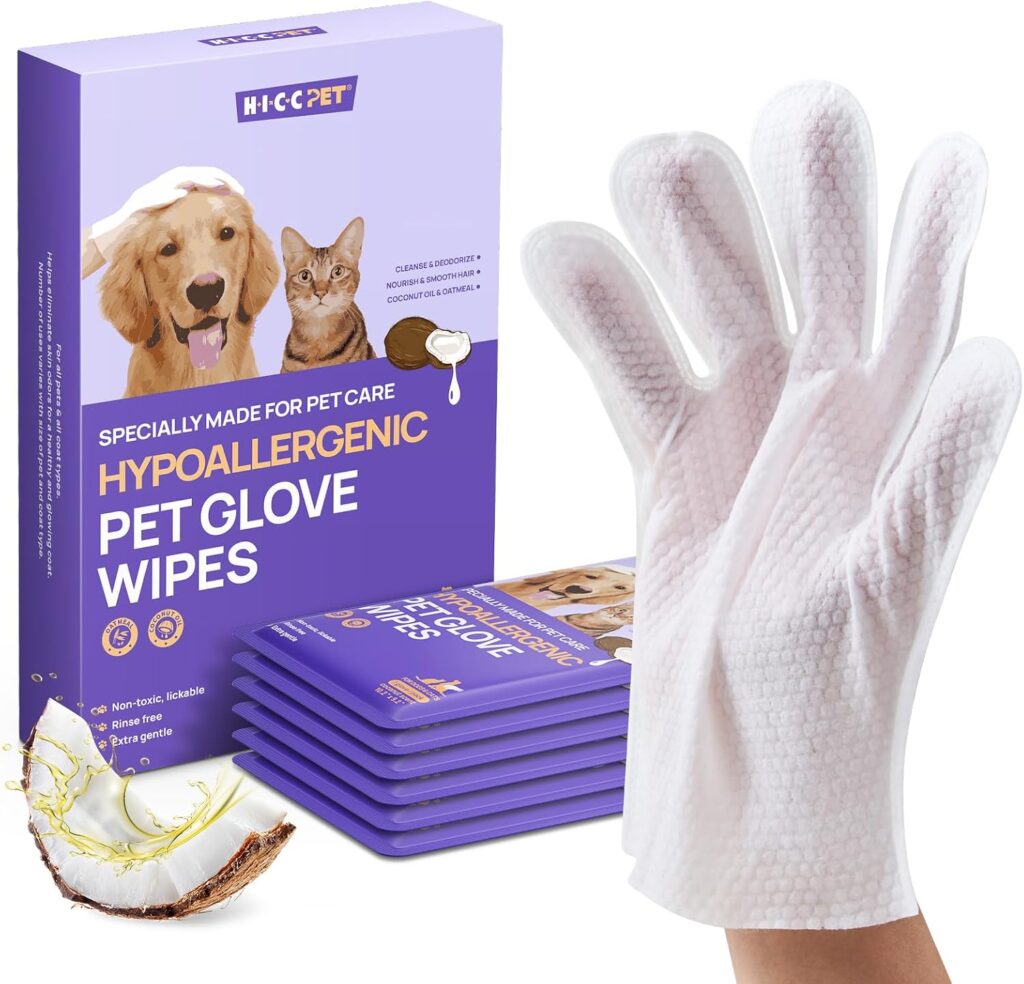 HICC PET No-Rinse Glove Wipes HICC PET no-rinse glove wipes for cleaning cats paws ears and coat