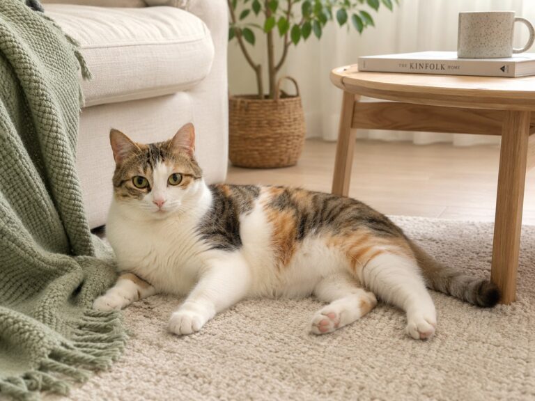 A calm cat resting in a cozy home during a quiet everyday moment