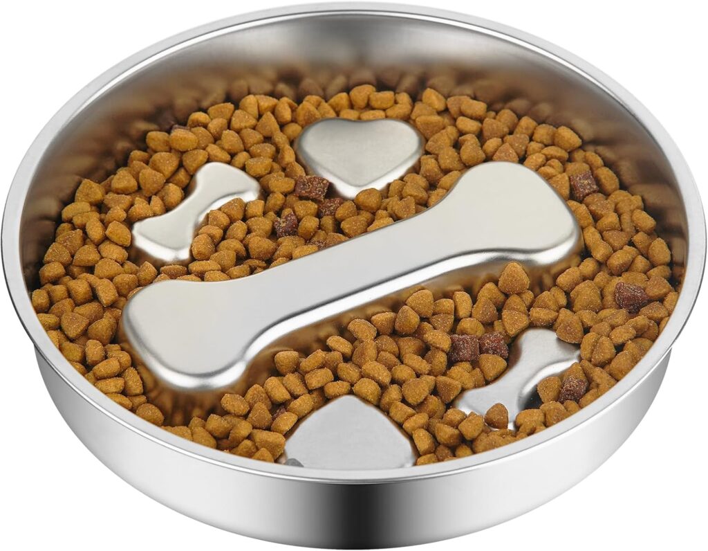 Novery Stainless Steel Slow Feeder Bowl Novery stainless steel slow feeder bowl with raised center ridge for cats and puppies