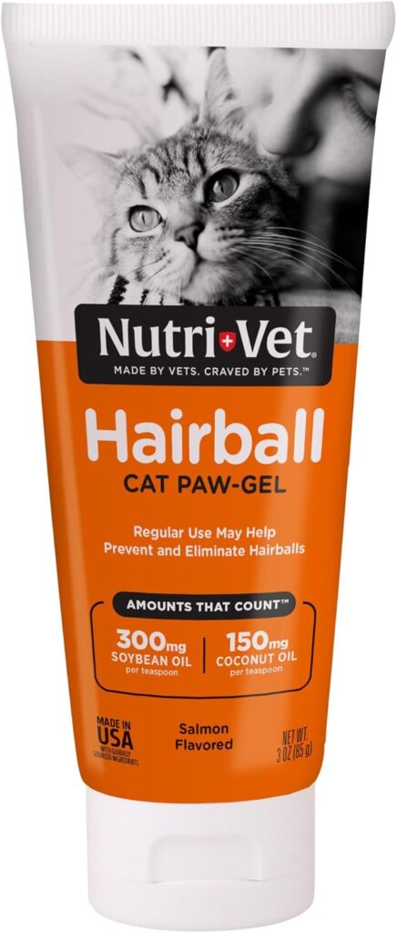 Nutri-Vet hairball paw gel in salmon flavor for cats