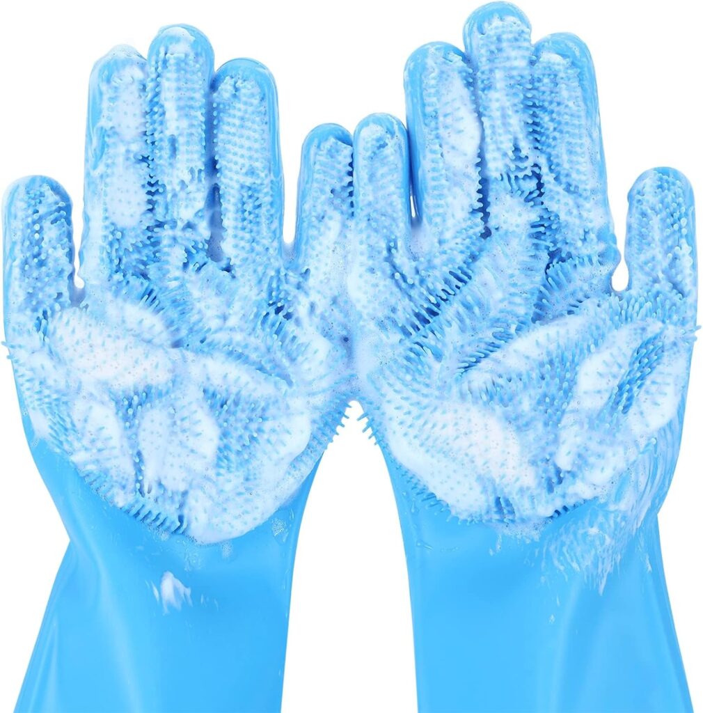 Pecute Silicone Pet Grooming Gloves Pecute silicone pet bathing gloves with soft bristles for cats and dogs