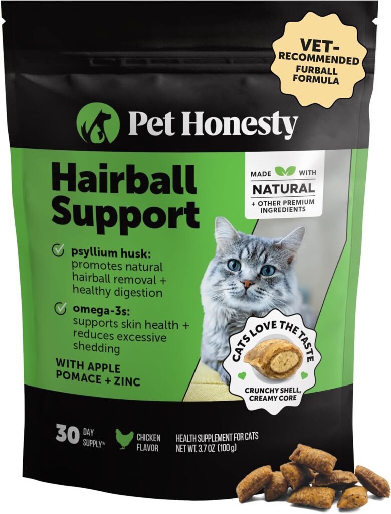 Pet Honesty cat hairball remedy treats with crunchy creamy texture