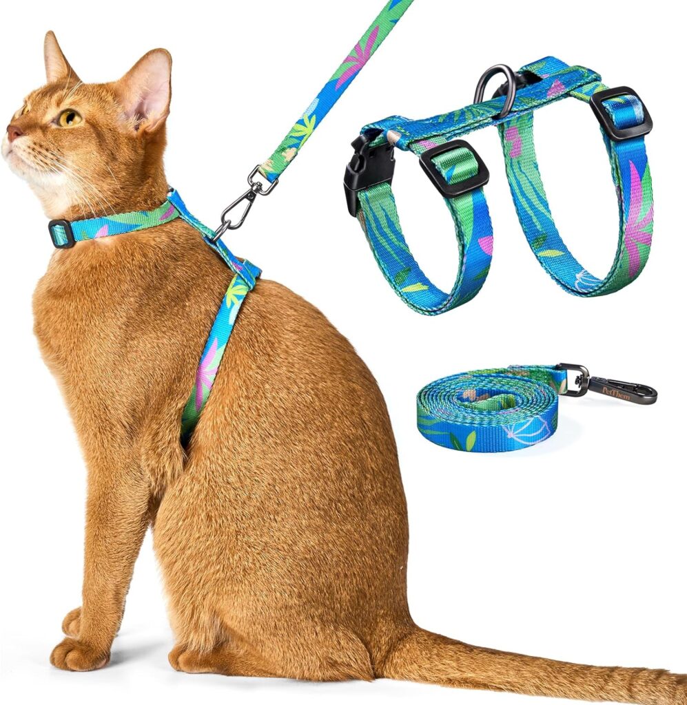 PetThem cat harness and leash set with a lightweight adjustable design