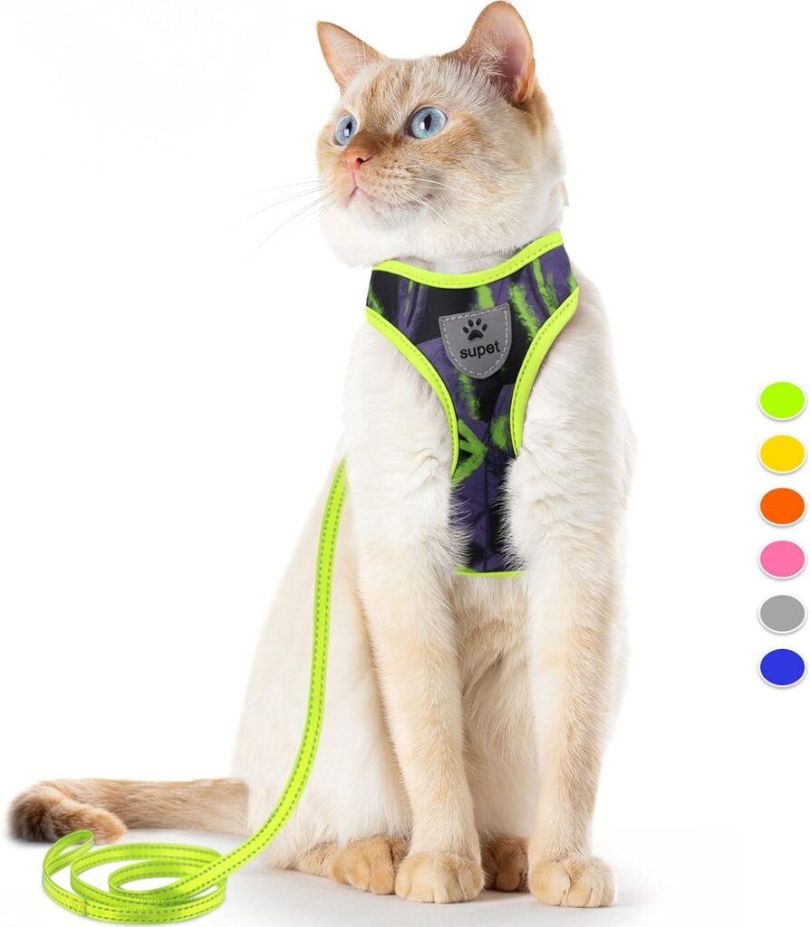 Supet reflective cat harness and leash set for outdoor visibility