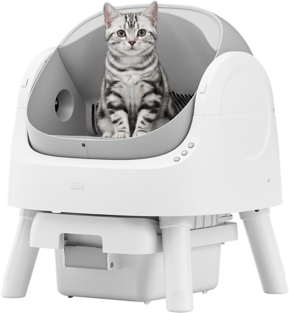 teweoa open-top self-cleaning litter box with automatic waste removal