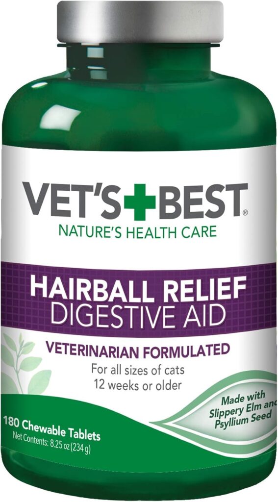 Vet’s Best cat hairball relief digestive aid chewable tablets for indoor cats