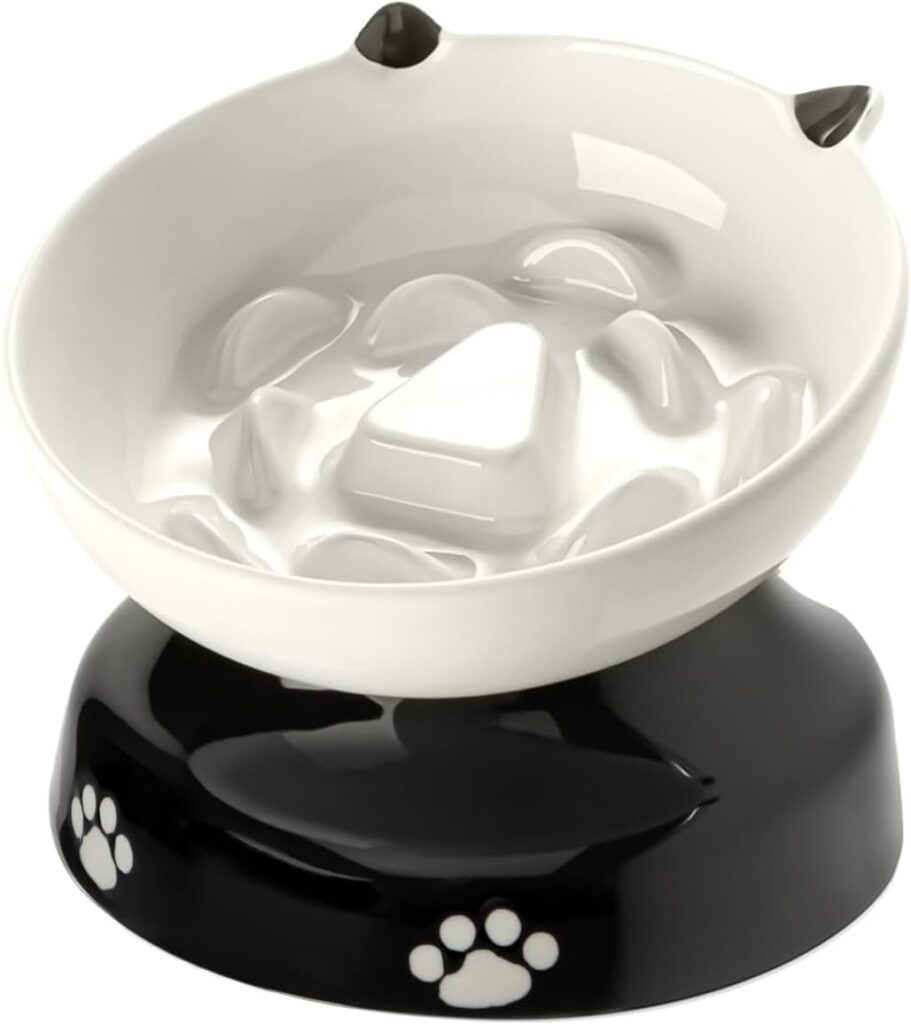 Y YHY Ceramic Cat Slow Feeder Y YHY elevated ceramic cat slow feeder bowl with tilted design