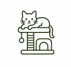 Cat furniture icon with a cat resting on a cat tree