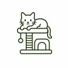 Cat furniture icon with a cat resting on a cat tree