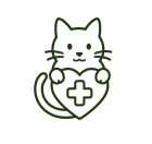 Cat health icon with a cat and heart symbol