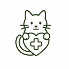 Cat health icon with a cat and heart symbol